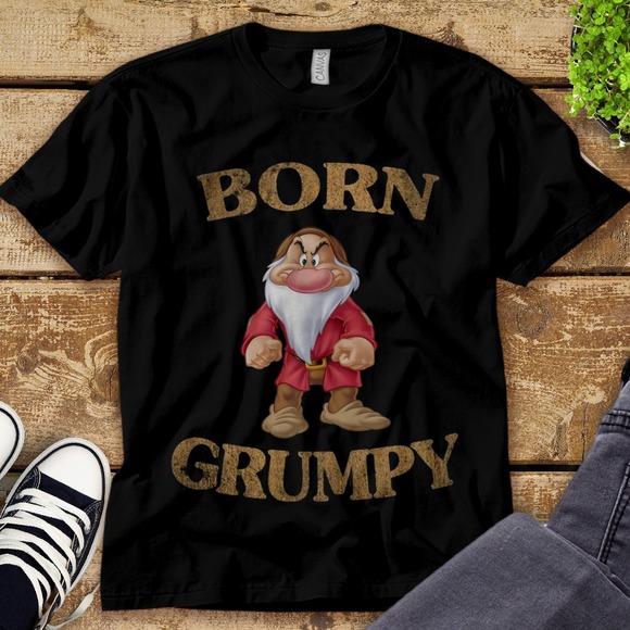 Born Grumpy Seven Dwarfs Full Characters Portrait Unisex Tee Adult T-shirt - Picture 1 of 2